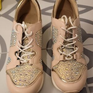 Elegant Girl's Sneakers with Rhinestone Detailing